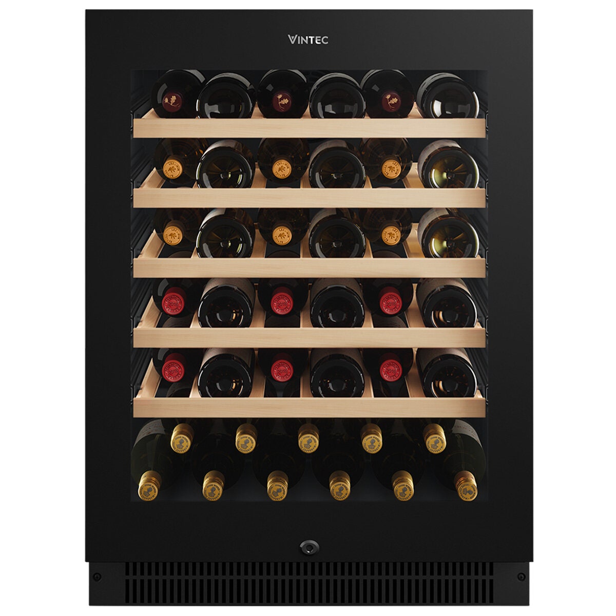 Vintec 41 Bottle Single Zone Wine Fridge - UV-Resistant Glass Door, Inverter Compressor - VWS820SCB-X