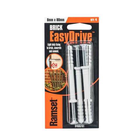 Ramset Easydrive Masonry Anchor - 8 x 80mm - Carbon Steel - Removable - 4 Pack - SuperSaverAU - view 1