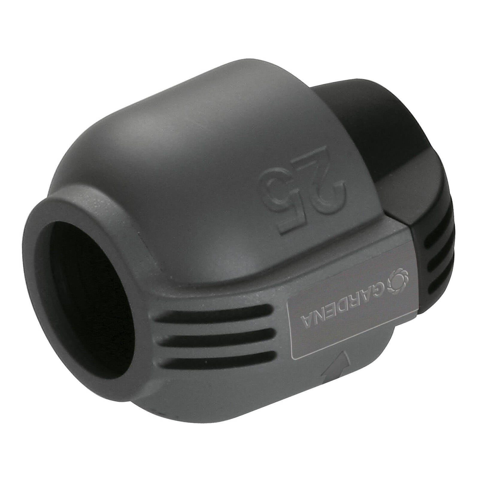 GARDENA 25mm Pipeline End Piece in Black/Dark Grey High-Impact Plastic
