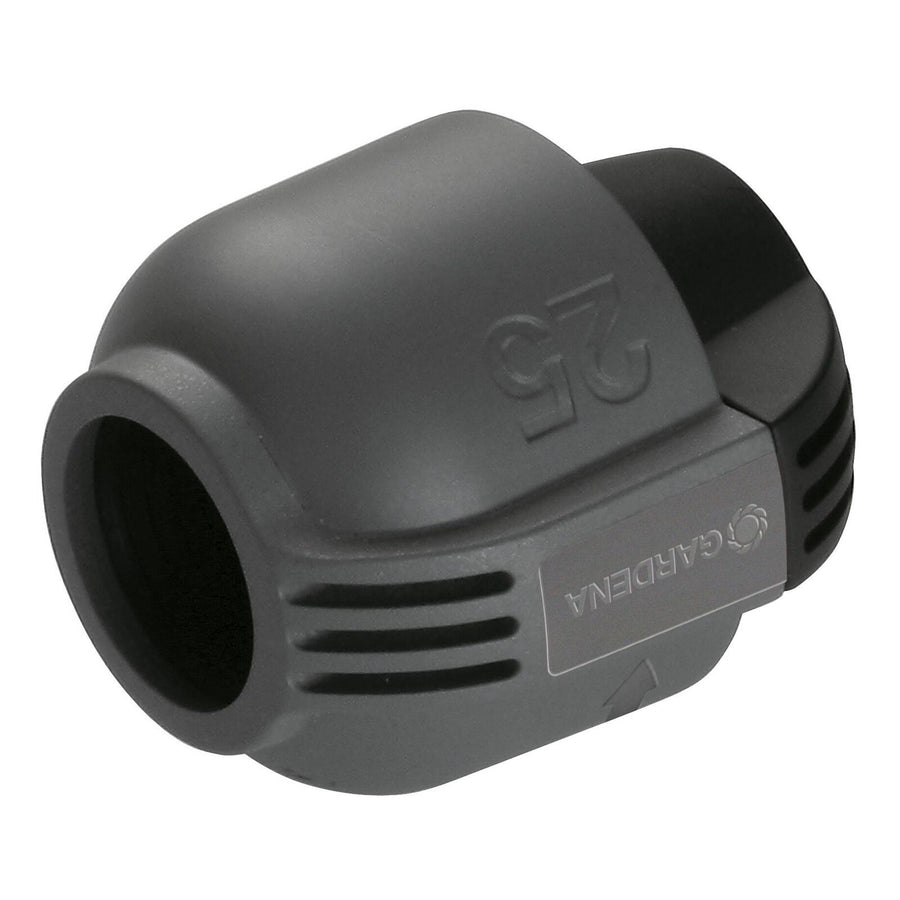 GARDENA 25mm Pipeline End Piece in Black/Dark Grey High-Impact Plastic