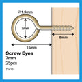 Everhang Screw Eye - 7mm - Brass Plated - 25 Pack - SuperSaverAU - view 4
