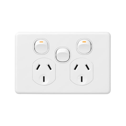 DETA X6 Double Power Point - 250V 10A Polycarbonate - Extra Switch - SuperSaverAU - view 1