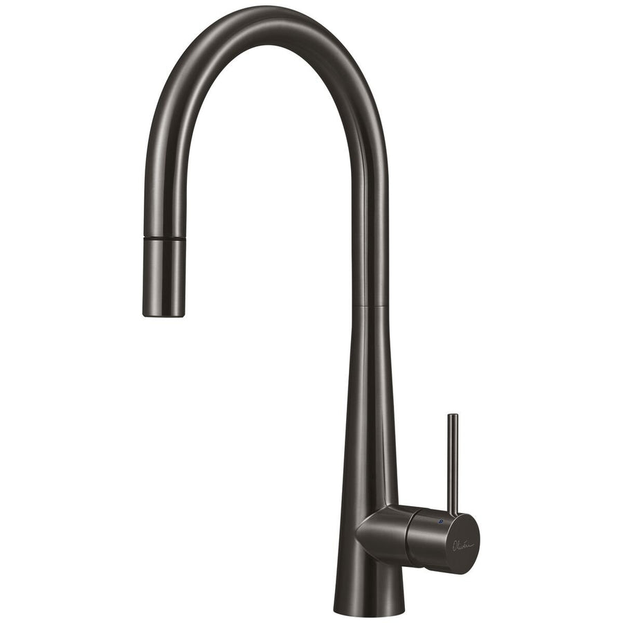 Oliveri Essente 316 stainless steel pull out gooseneck mixer tap - Gunmetal - WELS 5 star - SS31625-GM