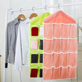 16 Pocket Hanging Wardrobe Storage Organiser for Socks and Underwear - Lime Green - view 4