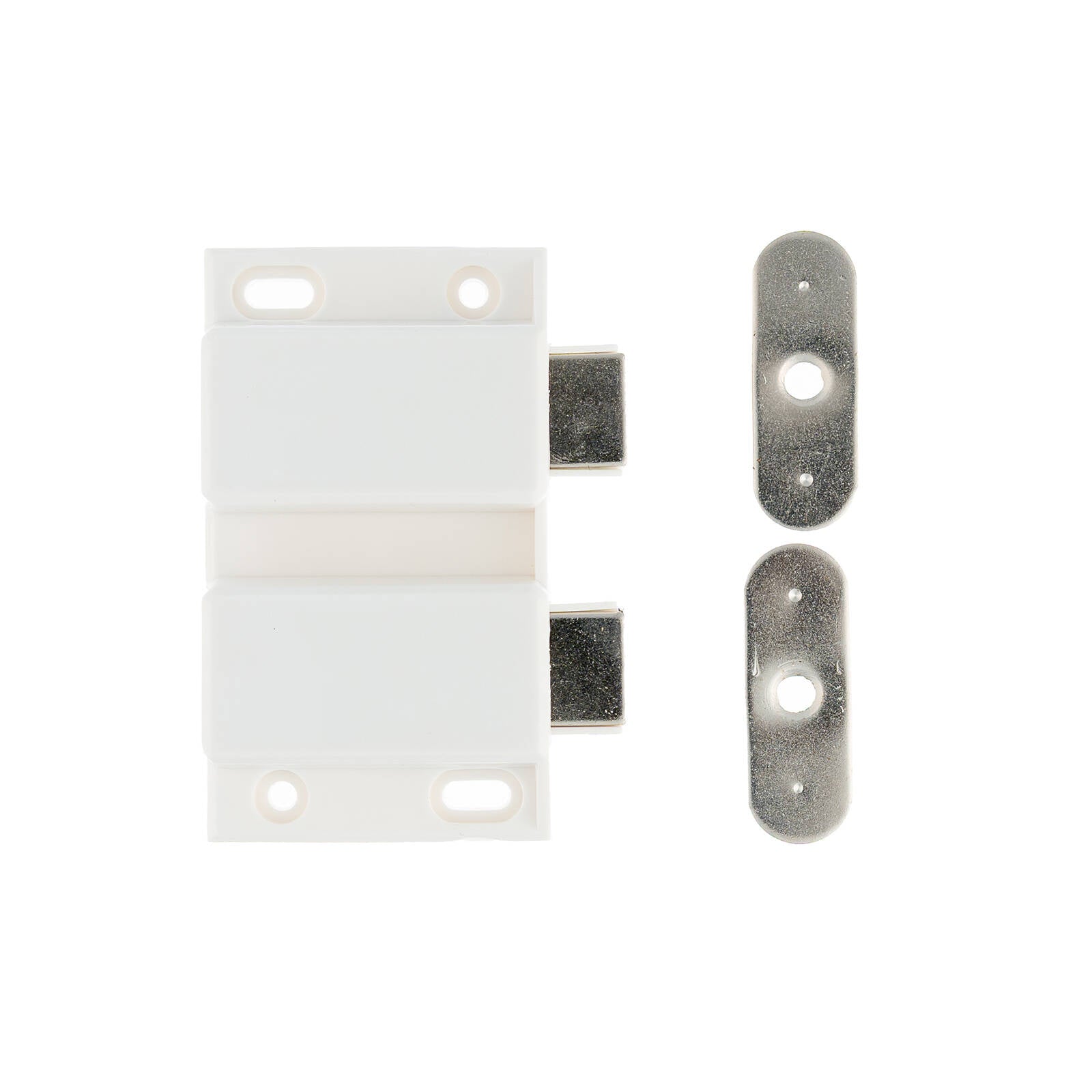 Taskmaster 67mm White Magnetic Push To Open Double Door Catch Self Aligning