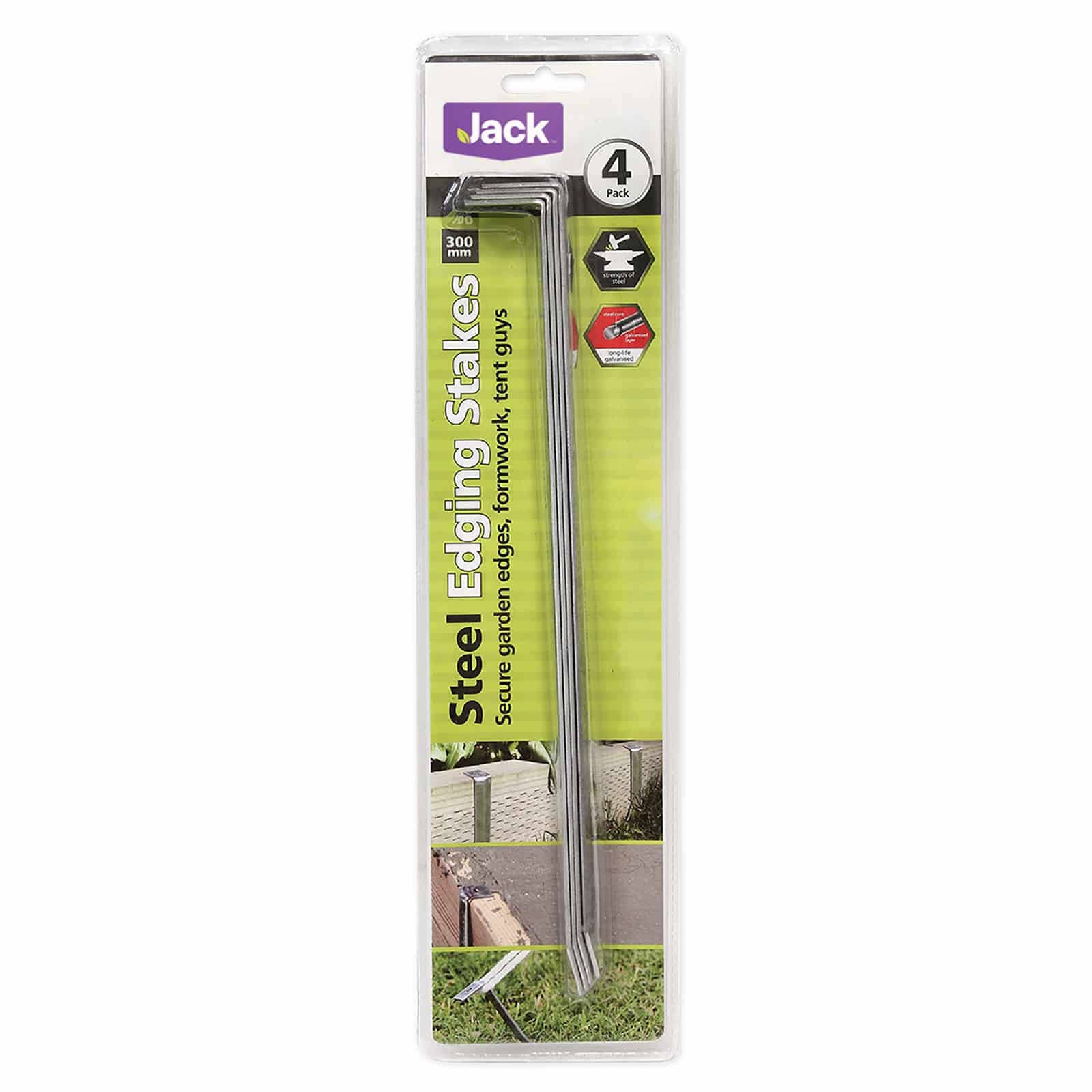 Jack Steel Edging Stake 300 x 25mm Galvanised - Pack of 4
