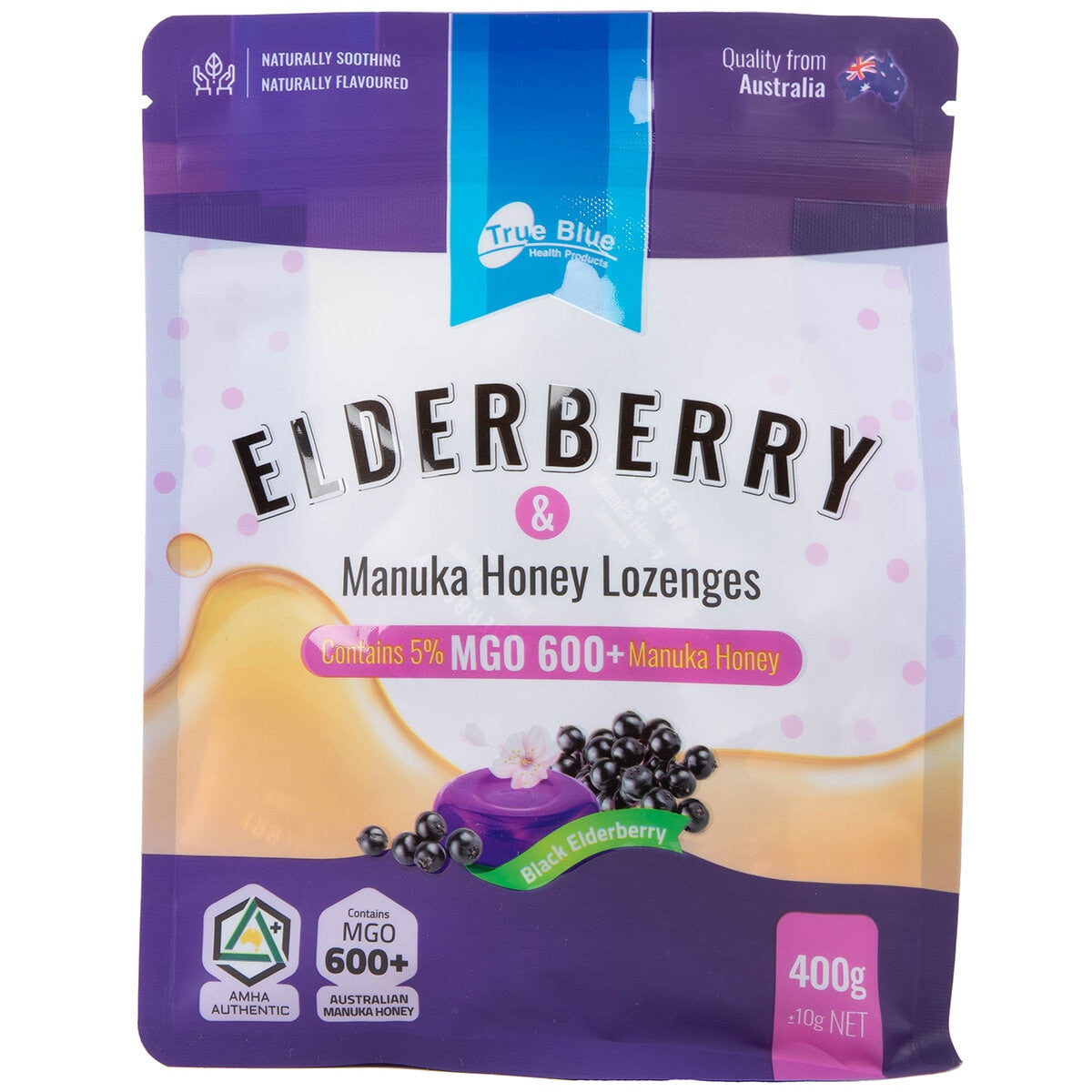 True Blue Elderberry And Manuka Honey Lozenges 400g - SuperSaverAU - view 1