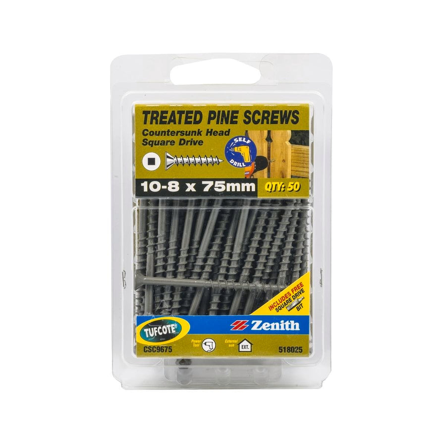 Zenith Countersunk Head Screws 10 8 x 75mm Tufcote 50 Pack - SuperSaverAU - view 1