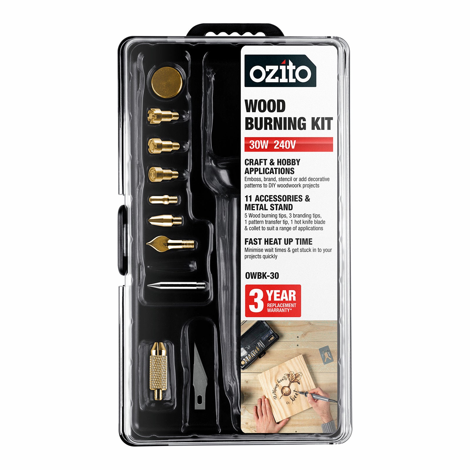 Ozito 30W Wood Burning Kit Interchangeable Tips