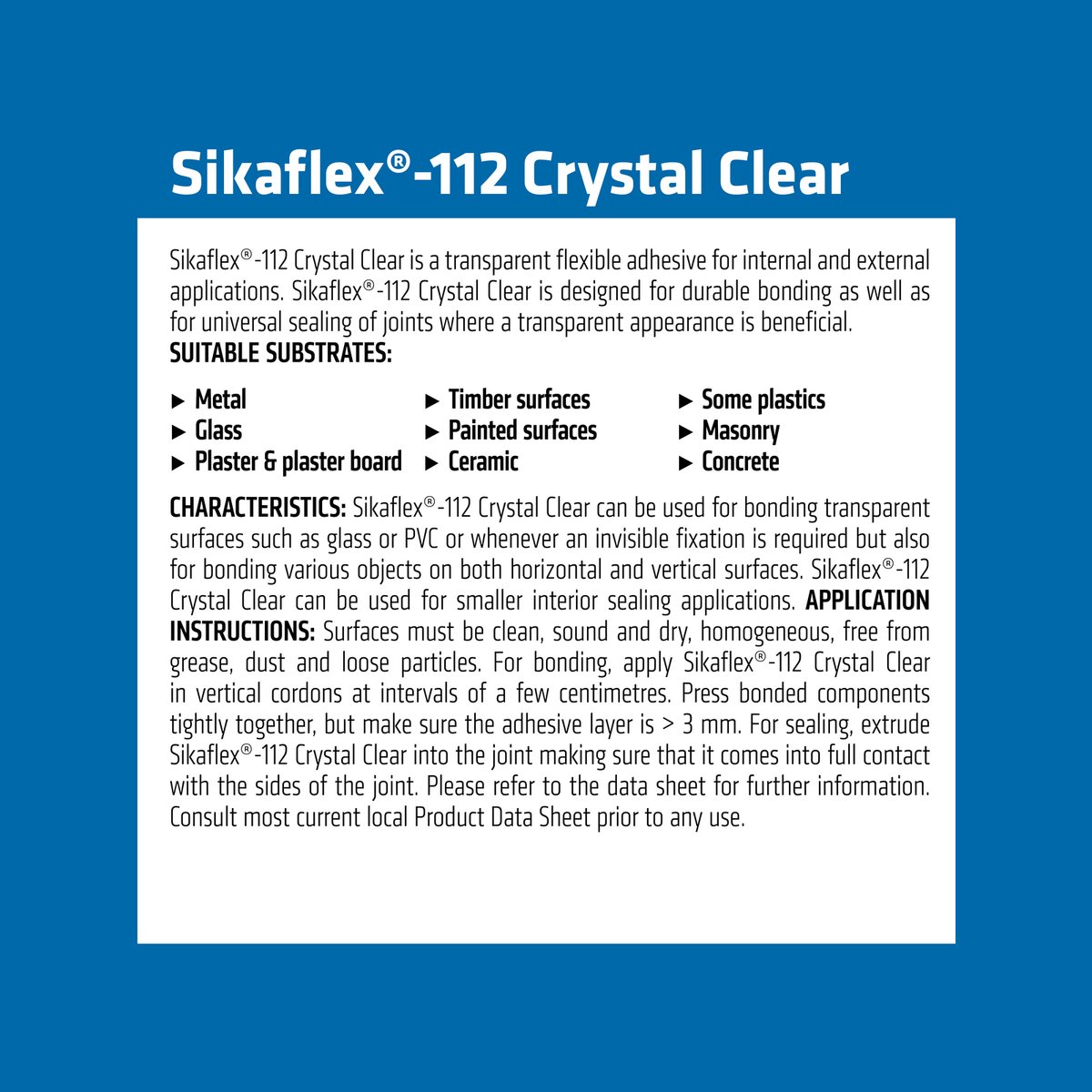 Sika Sikaflex 112 Adhesive Sealant - 290ml - Crystal Clear - Polyurethane - SuperSaverAU - view 3