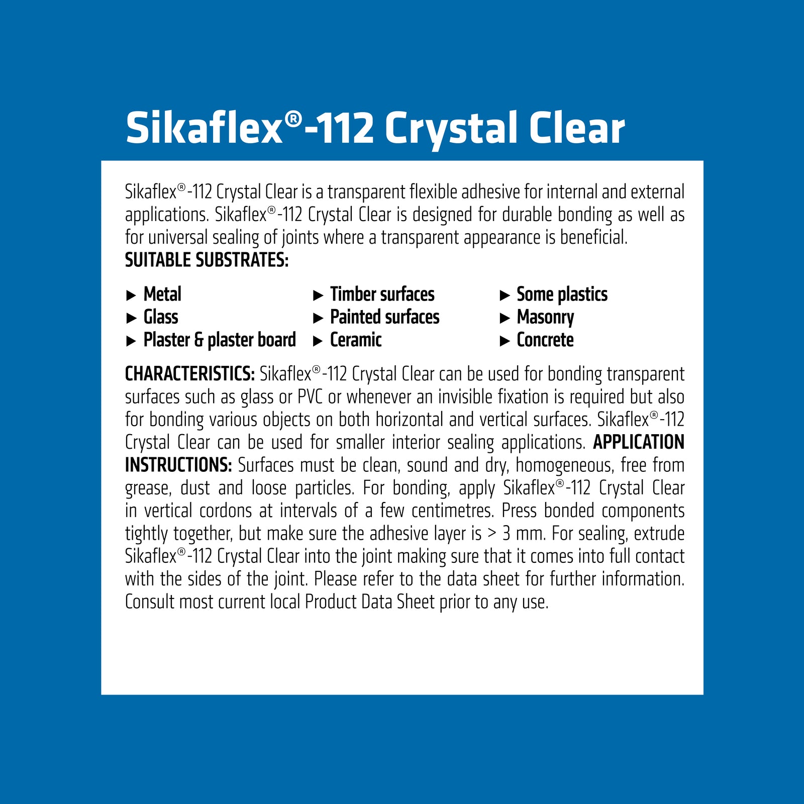 Sika Sikaflex-112 290ml Crystal Clear Adhesive Sealant