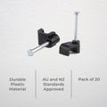 Deta 5mm Black Flat Cable Clips 20 Pack - Durable Plastic - Black - SuperSaverAU - view 2