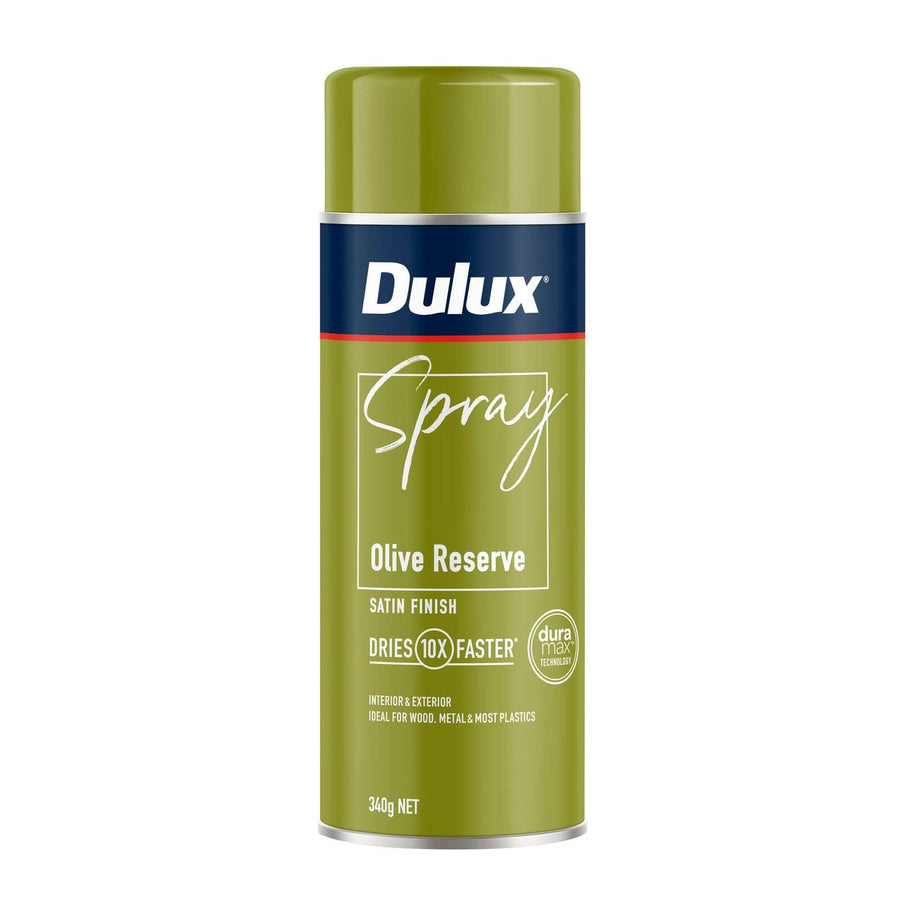 Dulux Spray Paint 340g Satin Olive Reserve - Fast Drying - Self-Priming - SuperSaverAU - view 1