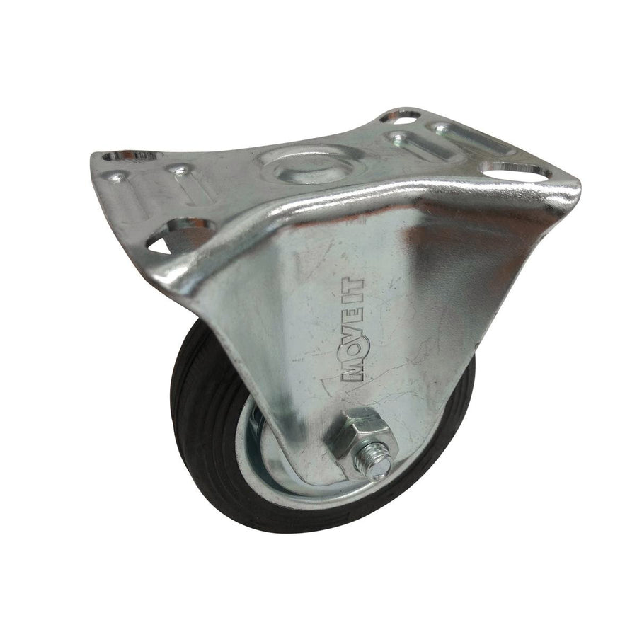 Move It 75mm Black Rubber Fixed Plate Castor 50kg Load Capacity - SuperSaverAU - view 1