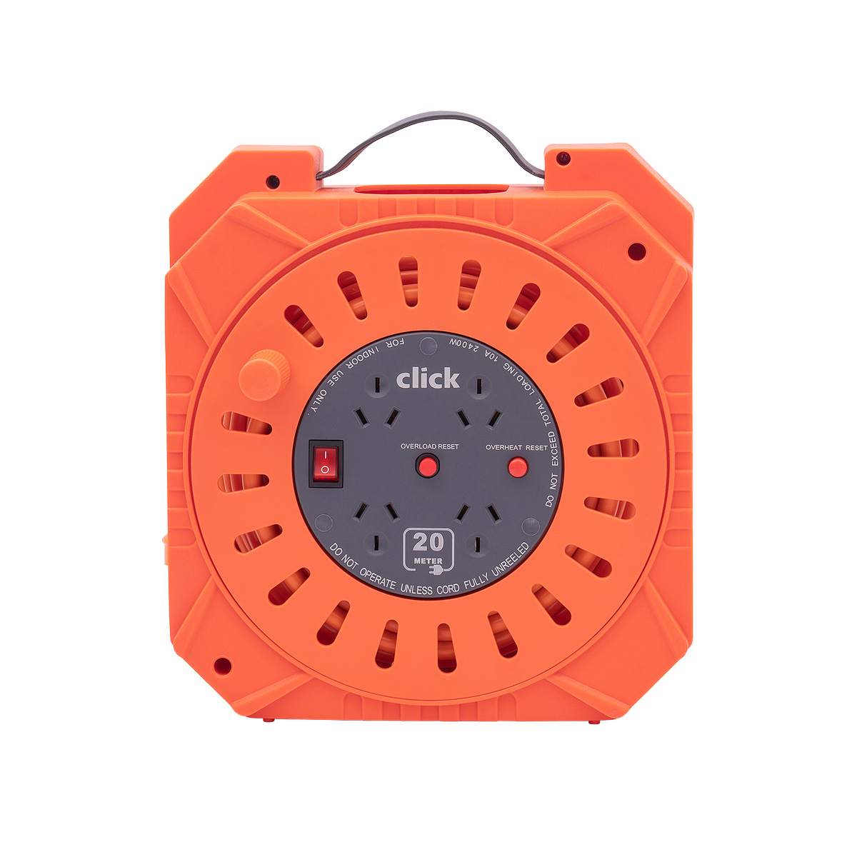 Click 20m Heavy Duty 4 Outlet Cable Reel - Orange and Grey - Safety Features - SuperSaverAU - view 2