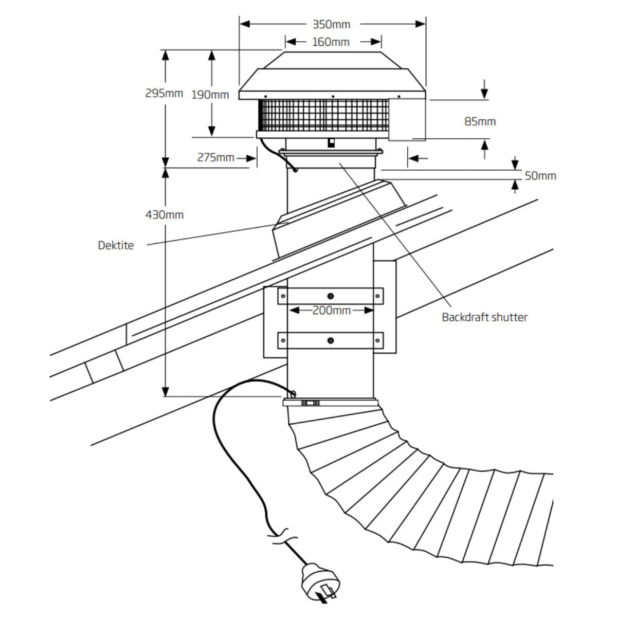 Schweigen Multi-Purpose Exhaust Fan - External Motor, 850m³/h, White - BR550