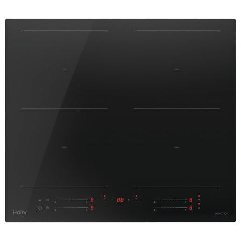 Haier 60cm 600 Series induction cooktop - dual Flexi Zone - black glass - easy clean - HCI604MFTB4