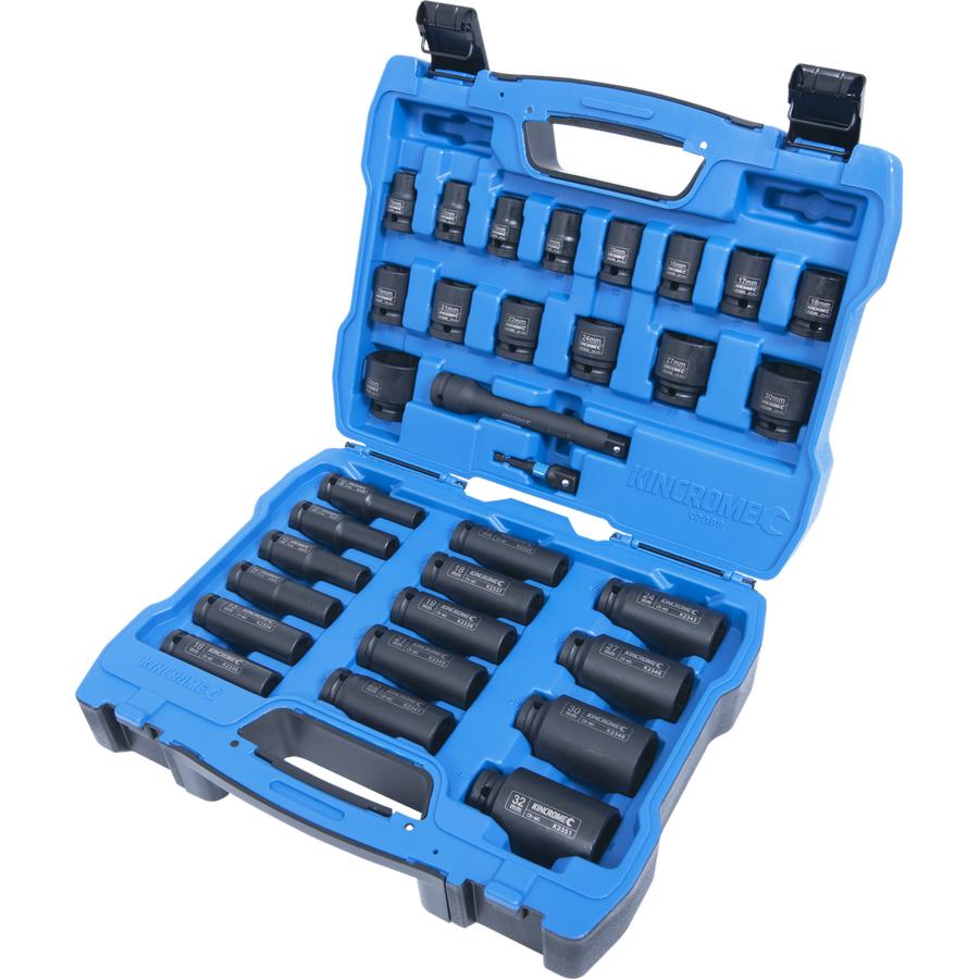 Kincrome 1/2" Drive Metric Impact Socket Set 32 Piece - Chrome Molybdenum - SuperSaverAU - view 1