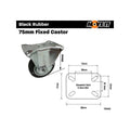 Move It 75mm Black Rubber Fixed Plate Castor 50kg Load Capacity - SuperSaverAU - view 4