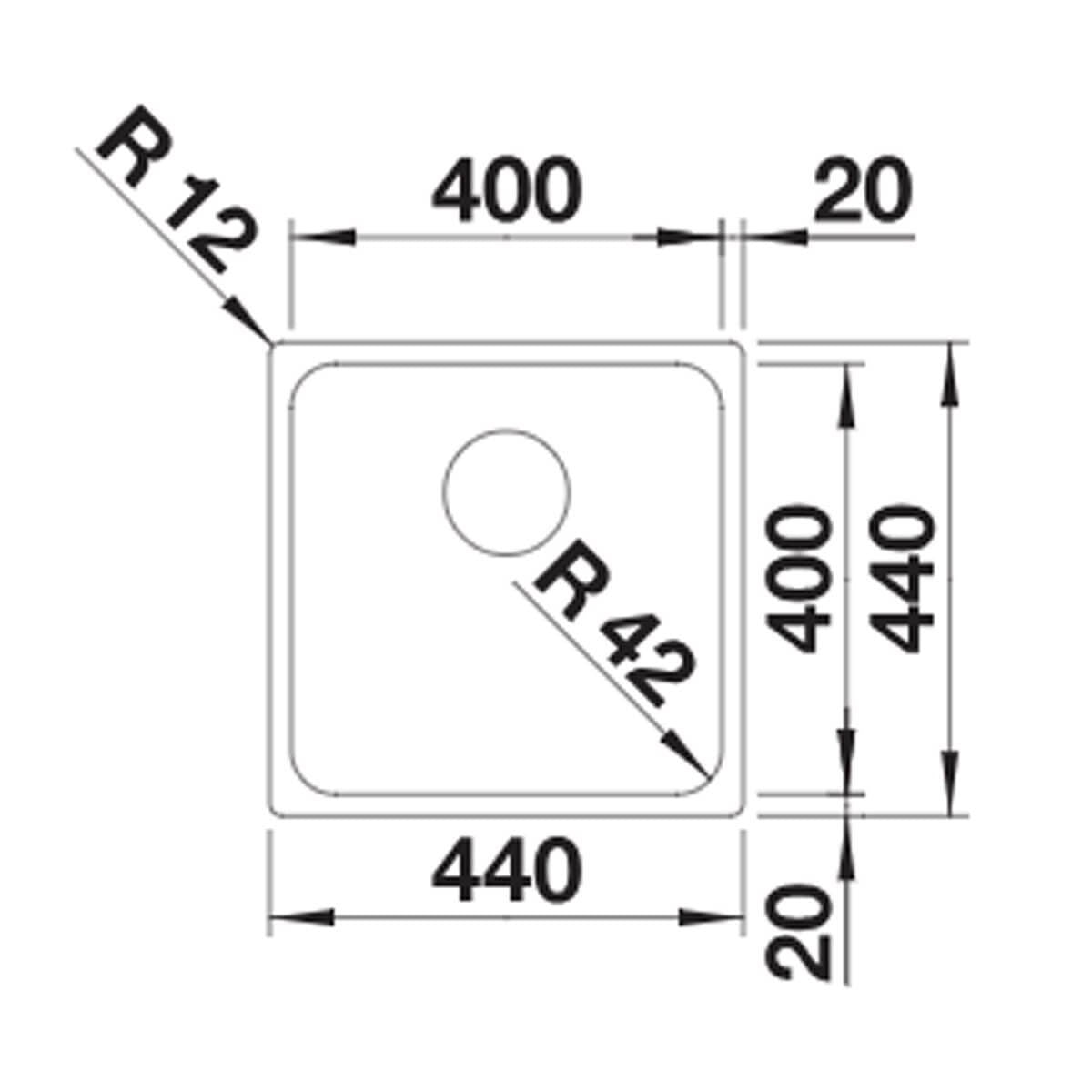 Blanco Solis 400-U undermount sink - brushed stainless steel, covered C-overflow, InFino drain - 527999