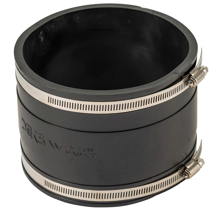 DEKS 150mm PVC to PVC Coupling Joiner - Black - 2 Clamps - WaterMark Approved - SuperSaverAU - view 1