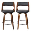 Artiss Swivel Leather Back Wooden Bar Stool Black 2 Pack - SuperSaverAU - view 2