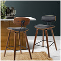 Artiss Cafe Leather Wood Bar Stool Black 2 Pack - SuperSaverAU - view 2