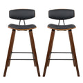 Artiss Cafe Leather Wood Bar Stool Black 2 Pack - SuperSaverAU - view 1