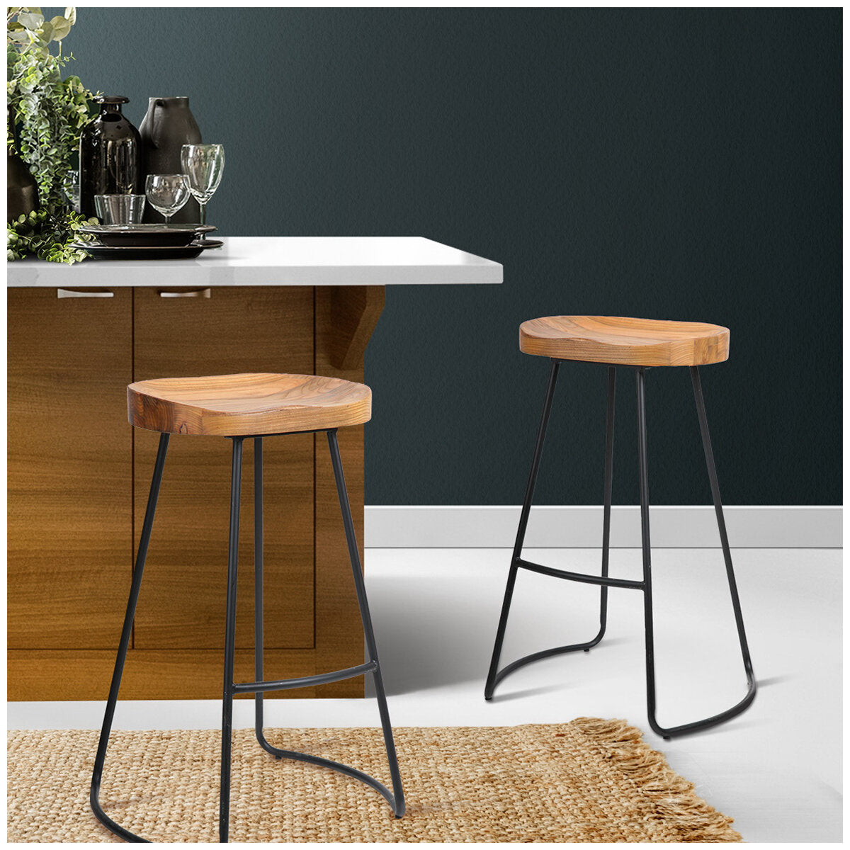 Artiss Vintage Tractor Bar Stool Natural 2 Pack - SuperSaverAU - view 2