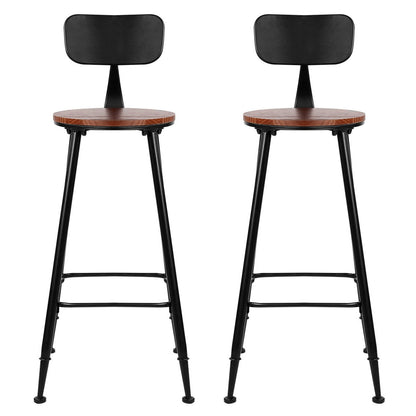 Artiss Vintage Industrial Bar Stool Walnut 2 Pack