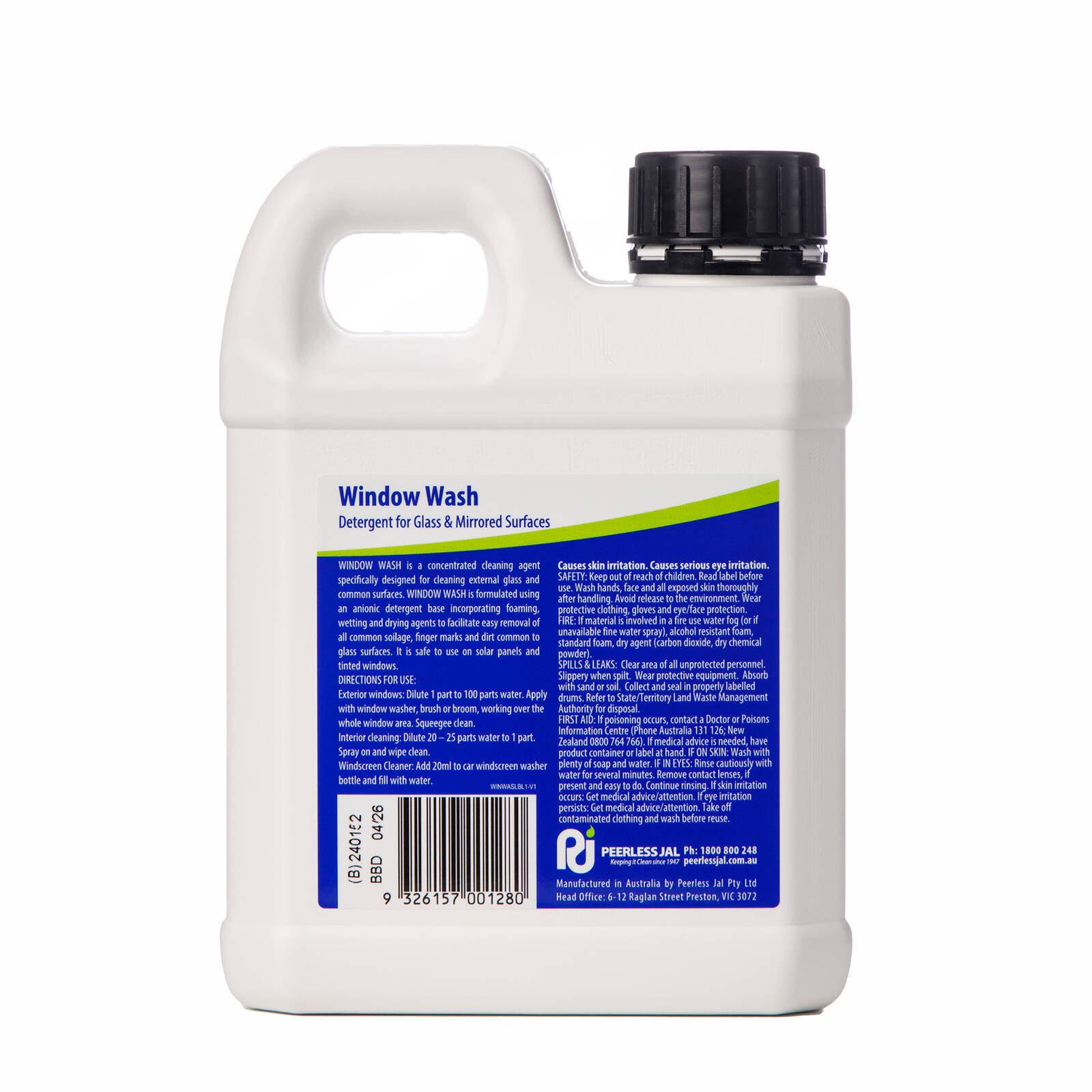 Peerless JAL Window Wash Concentrated Glass Cleaner 1L
