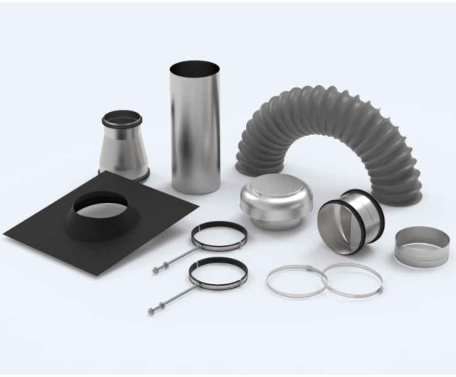Aero 150mm Tiled Roof Ducting Kit - 5m Acoustic Flexi Ducting, Aluminium Roof Cowl - ADK150TILE
