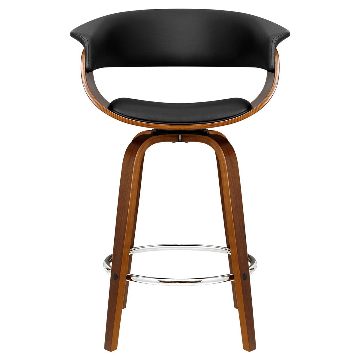 Artiss Bar Stool Fixed Leather Back Wooden Black - SuperSaverAU - view 1