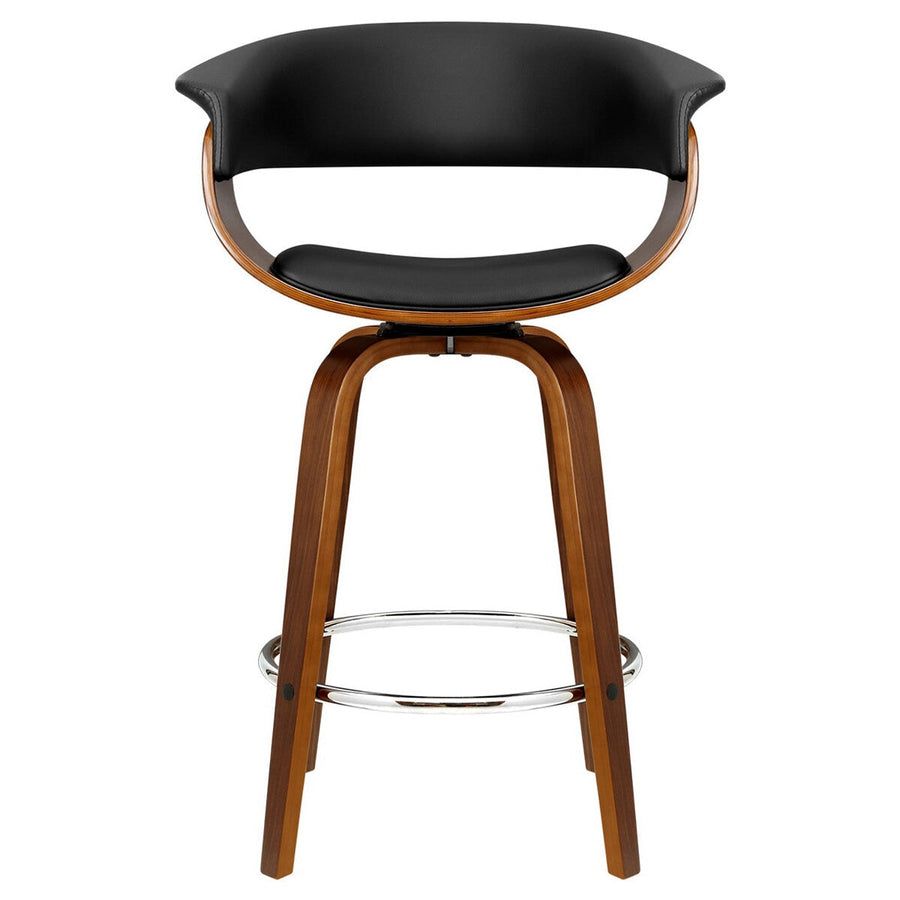 Artiss Bar Stool Fixed Leather Back Wooden Black - SuperSaverAU - view 1