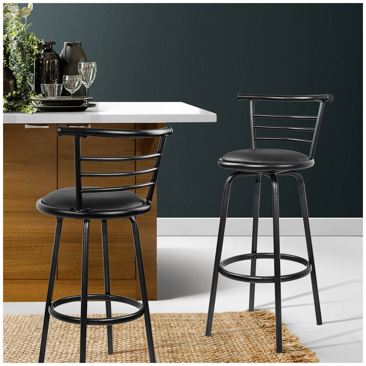 Artiss Bar Stool Metal Backrest 2 Pack - SuperSaverAU - view 3
