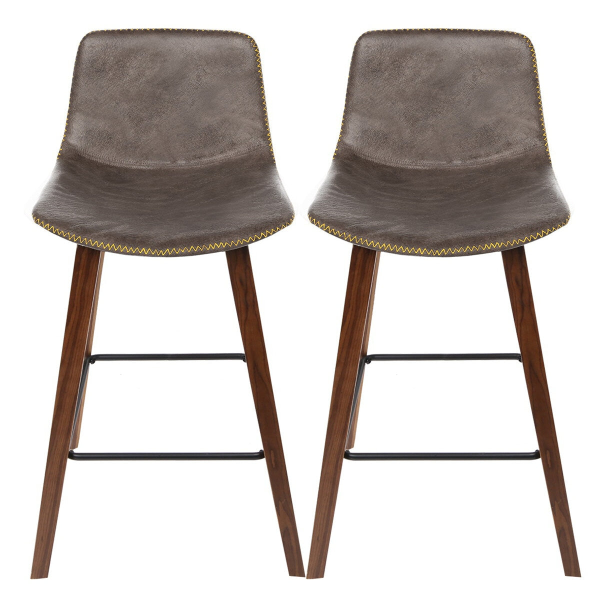 Artiss Cafe Barstool Wood Walnut 2 Pack - SuperSaverAU - view 2