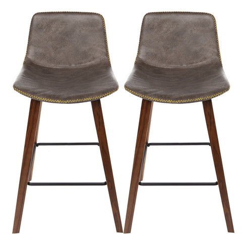 Artiss Cafe Barstool Wood Walnut 2 Pack - SuperSaverAU - view 2