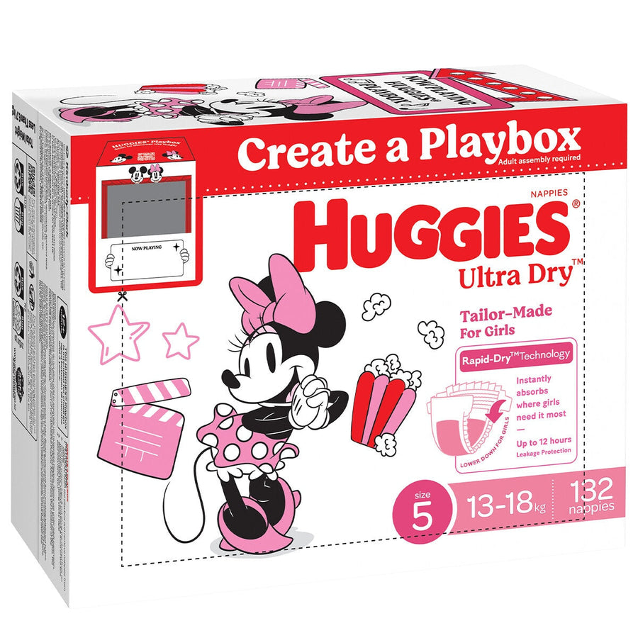 Huggies Girls' Ultra Dry Nappies Size 5 Walker (13-18kg) 132 Nappies - SuperSaverAU - view 1