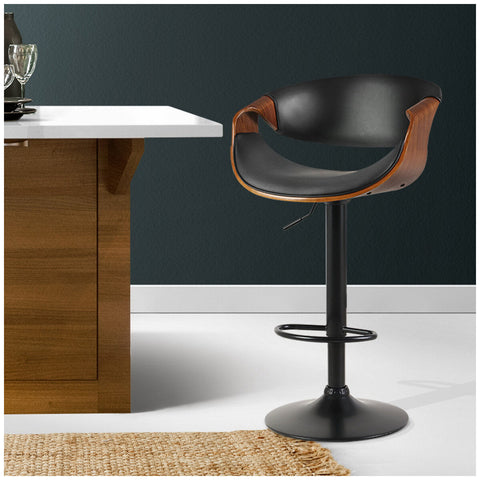 Artiss Bar Stools Tub Seat Wooden and Leather Black - SuperSaverAU - view 2
