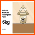 Everhang 6kg Brass Plated Picture Hanging Triangle D Ring 4 Pack - SuperSaverAU - view 3