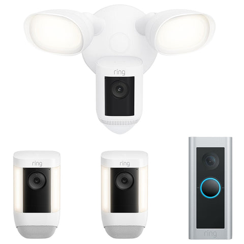 Spotlight Cam Pro 2 Pack With Floodlight Cam Wired Pro And Ring Wired Video Doorbell Pro - SuperSaverAU - view 2