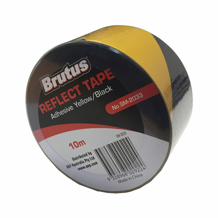 Brutus 50mm x 10m Yellow and Black Reflective Adhesive Safety Tape, PVC