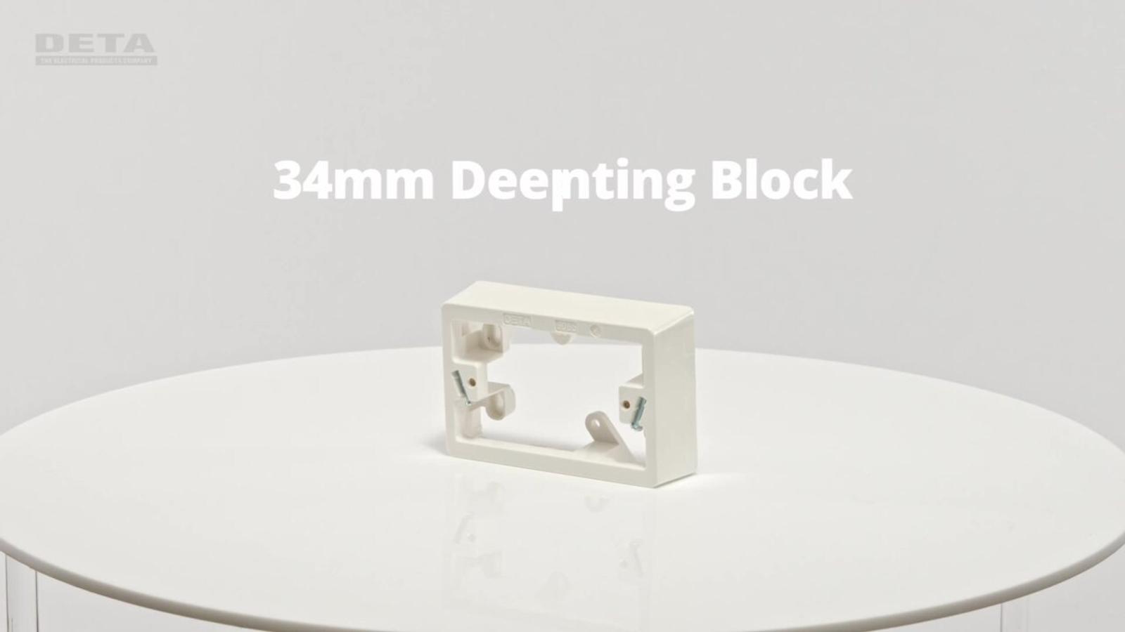 DETA Standard Mounting Block 34mm Deep White Polycarbonate for Powerpoints & Switches