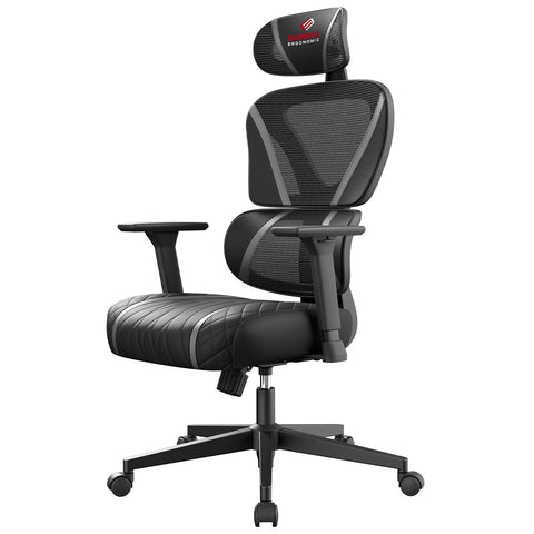 Onex Eureka GC06 Norn Ergonomic Chair Black Grey - Adjustable Lumbar Support & Breathable Mesh for Comfort & Posture Support - SuperSaverAU - view 1