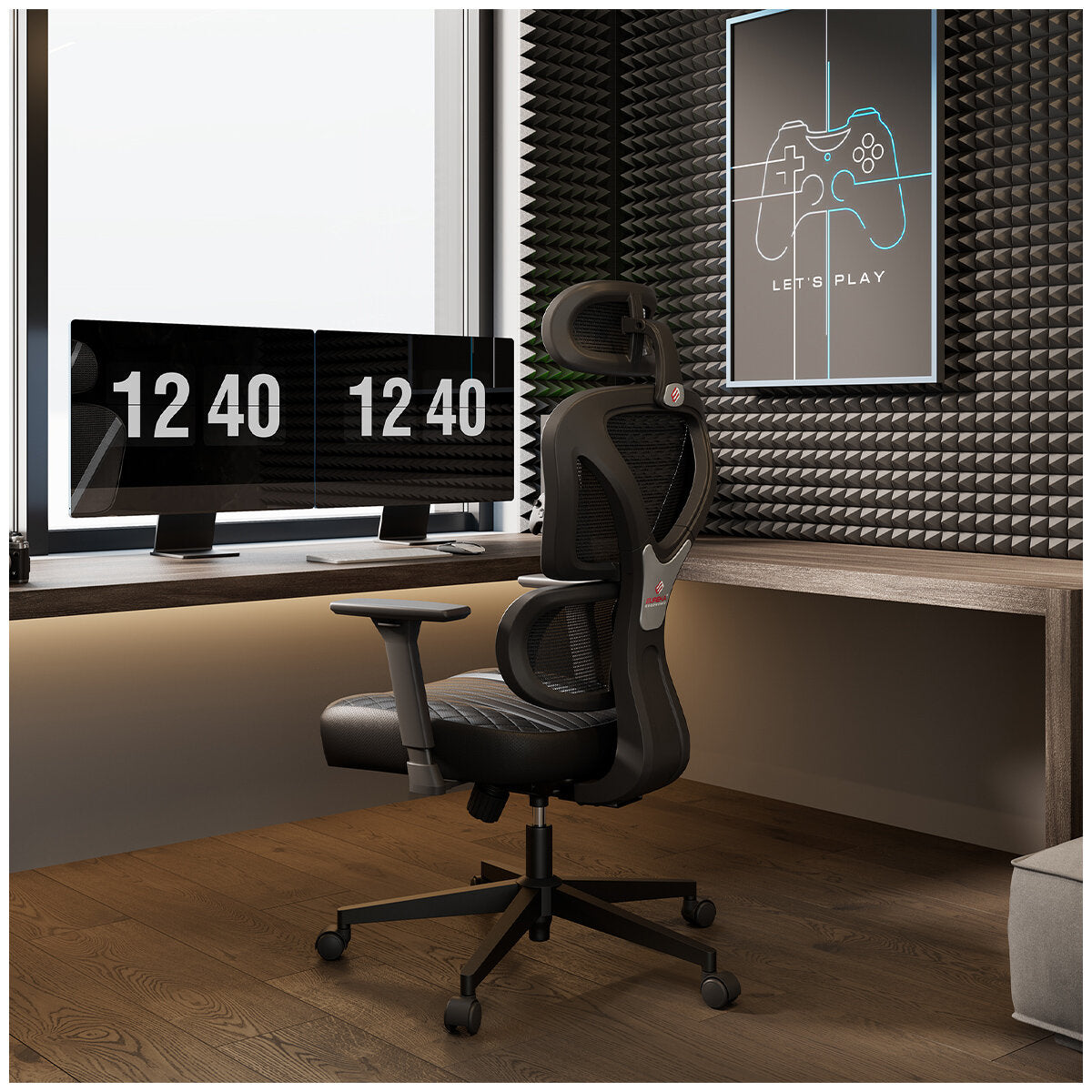 Onex Eureka GC06 Norn Ergonomic Chair Black Grey - Adjustable Lumbar Support & Breathable Mesh for Comfort & Posture Support