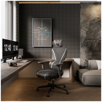 Onex Eureka GC06 Norn Ergonomic Chair Black Grey - Adjustable Lumbar Support & Breathable Mesh for Comfort & Posture Support