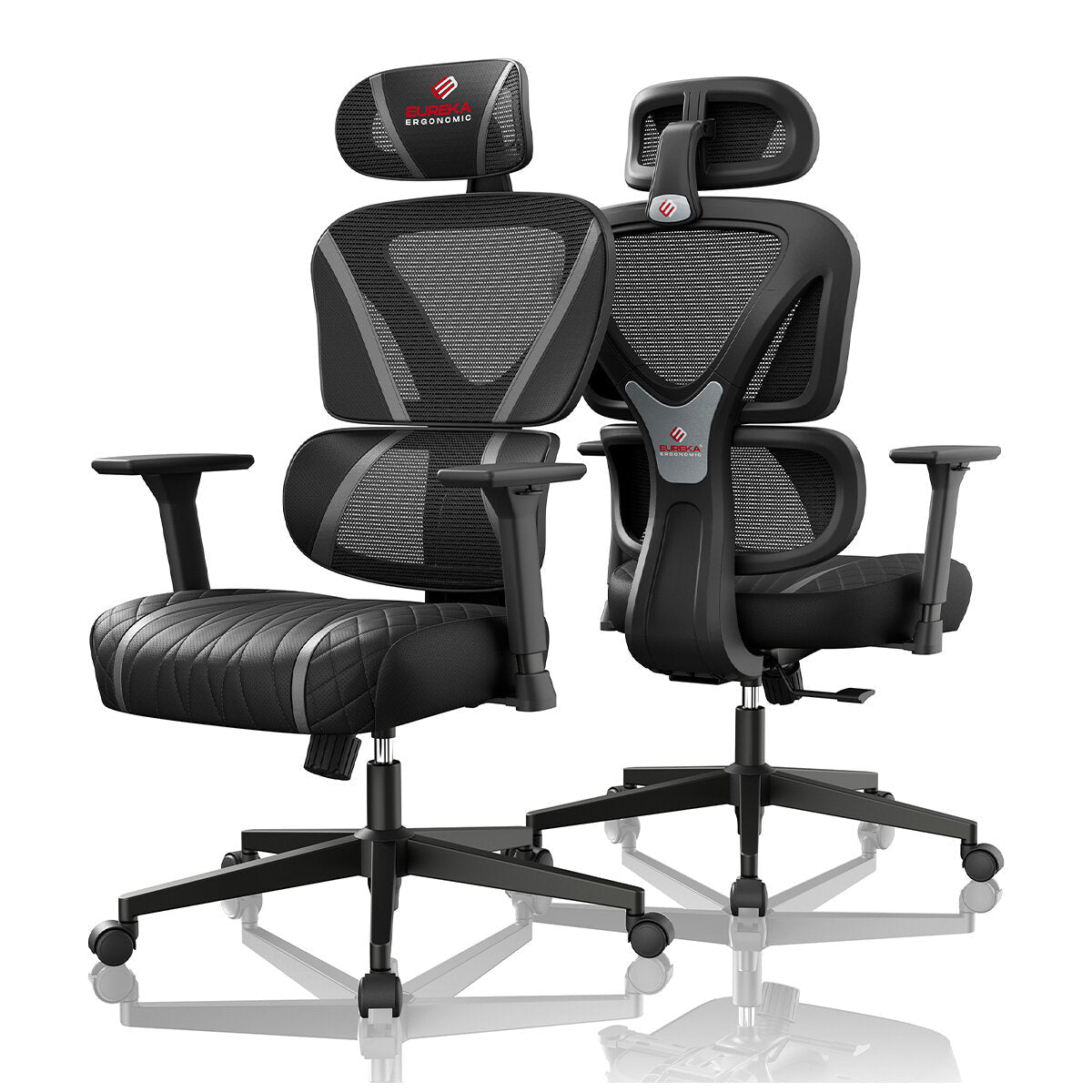 Onex Eureka GC06 Norn Ergonomic Chair Black Grey - Adjustable Lumbar Support & Breathable Mesh for Comfort & Posture Support