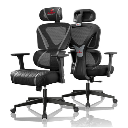 Onex Eureka GC06 Norn Ergonomic Chair Black Grey - Adjustable Lumbar Support & Breathable Mesh for Comfort & Posture Support
