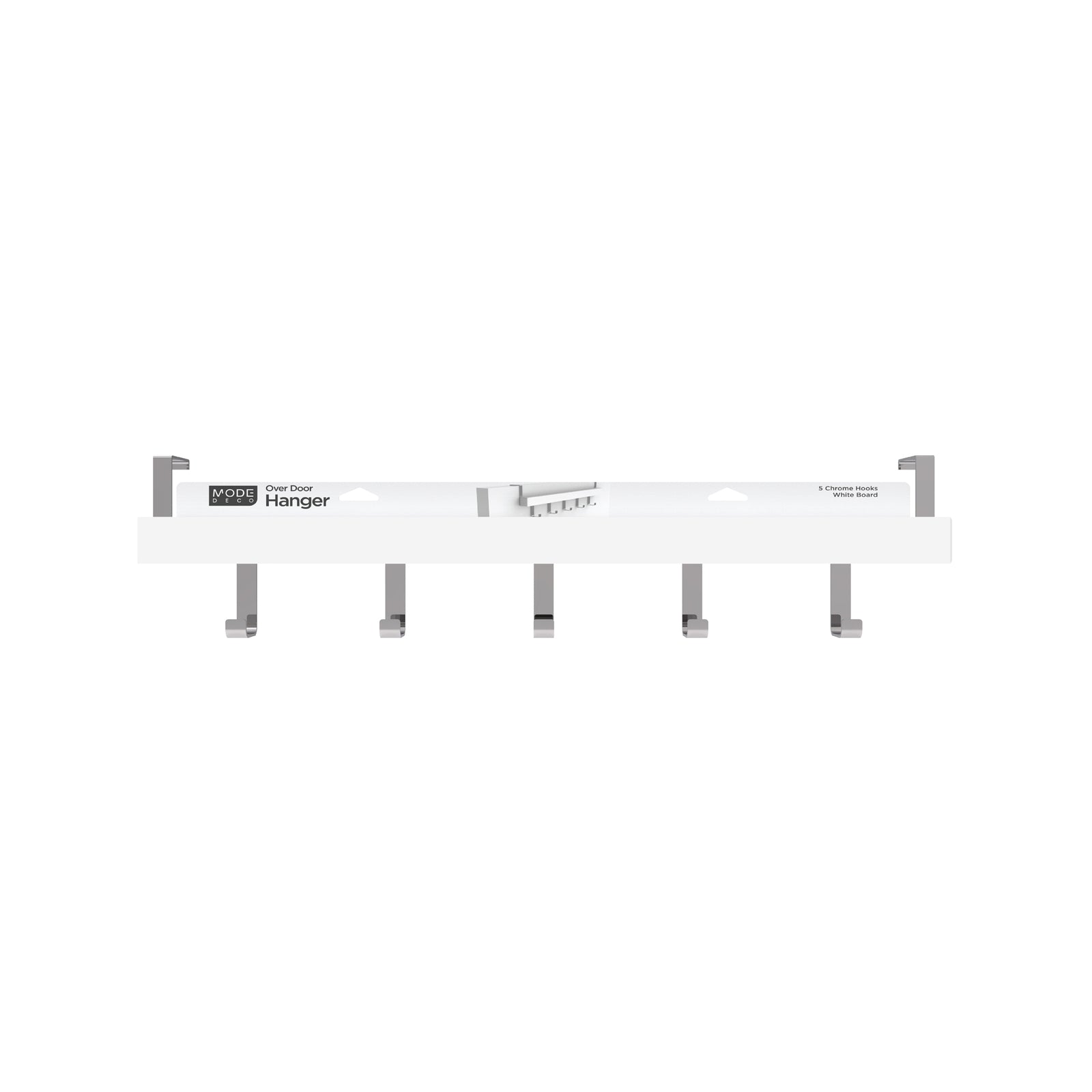 MODE 5 Chrome Hook White Board Over Door Coat Rack - Timber & Chrome