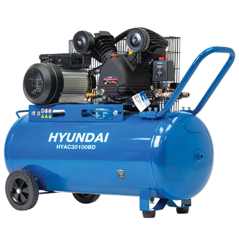 Hyundai Electric Piston 3 Horse Power With 100L Tank 11.1 CFM Belt Drive - SuperSaverAU - view 1